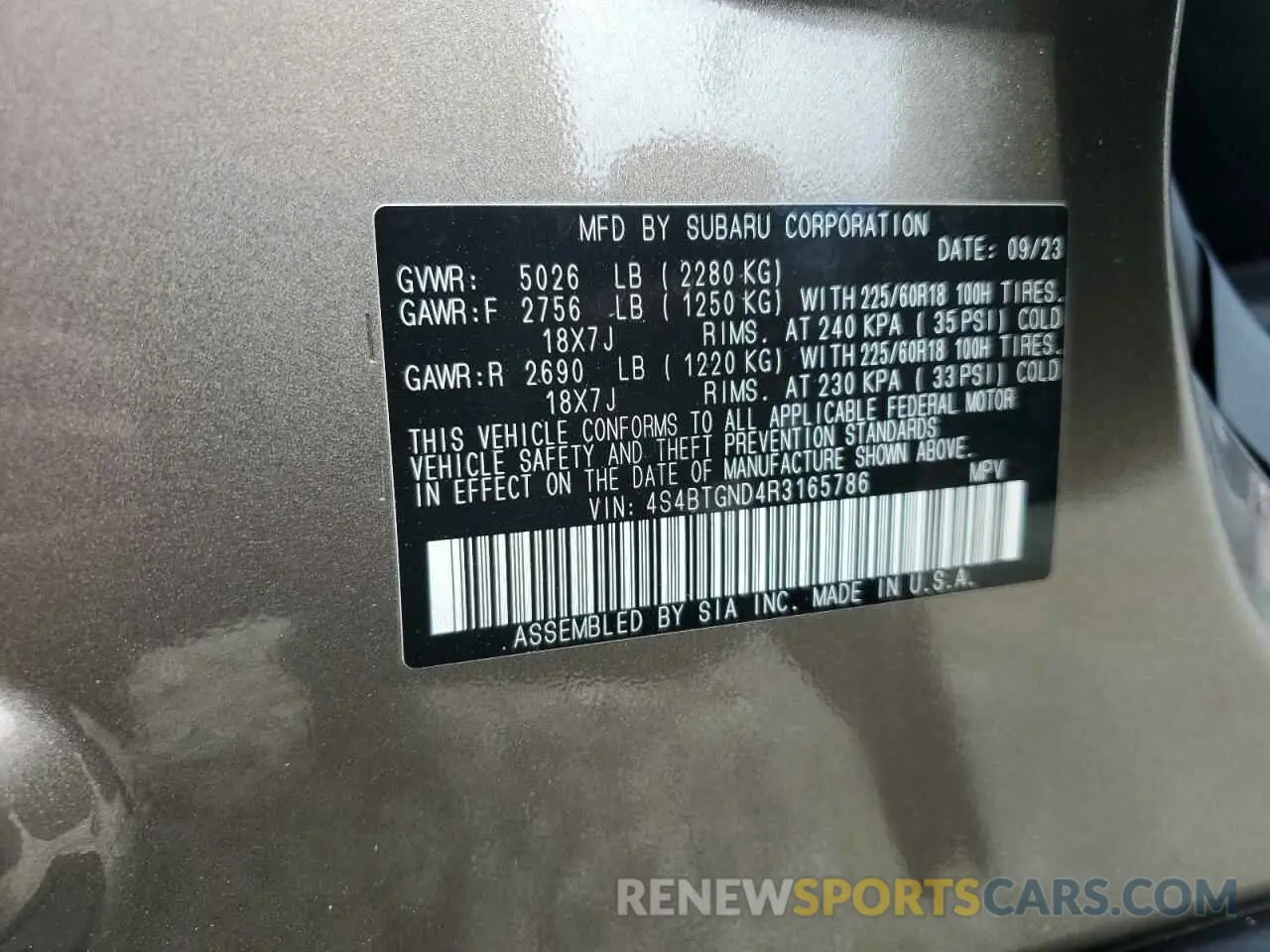 14 Photograph of a damaged car 4S4BTGND4R3165786 SUBARU OUTBACK 2024