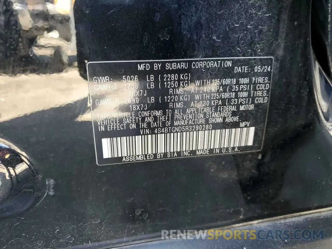 14 Photograph of a damaged car 4S4BTGND5R3290280 SUBARU OUTBACK 2024