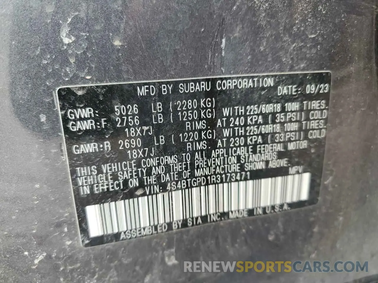 15 Photograph of a damaged car 4S4BTGPD1R3173471 SUBARU OUTBACK 2024