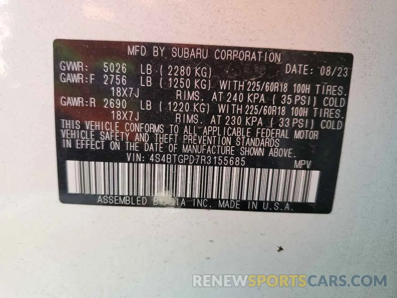 13 Photograph of a damaged car 4S4BTGPD7R3155685 SUBARU OUTBACK 2024