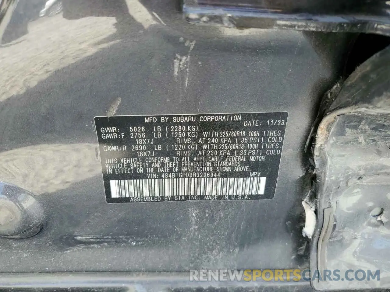 13 Photograph of a damaged car 4S4BTGPD9R3206944 SUBARU OUTBACK 2024