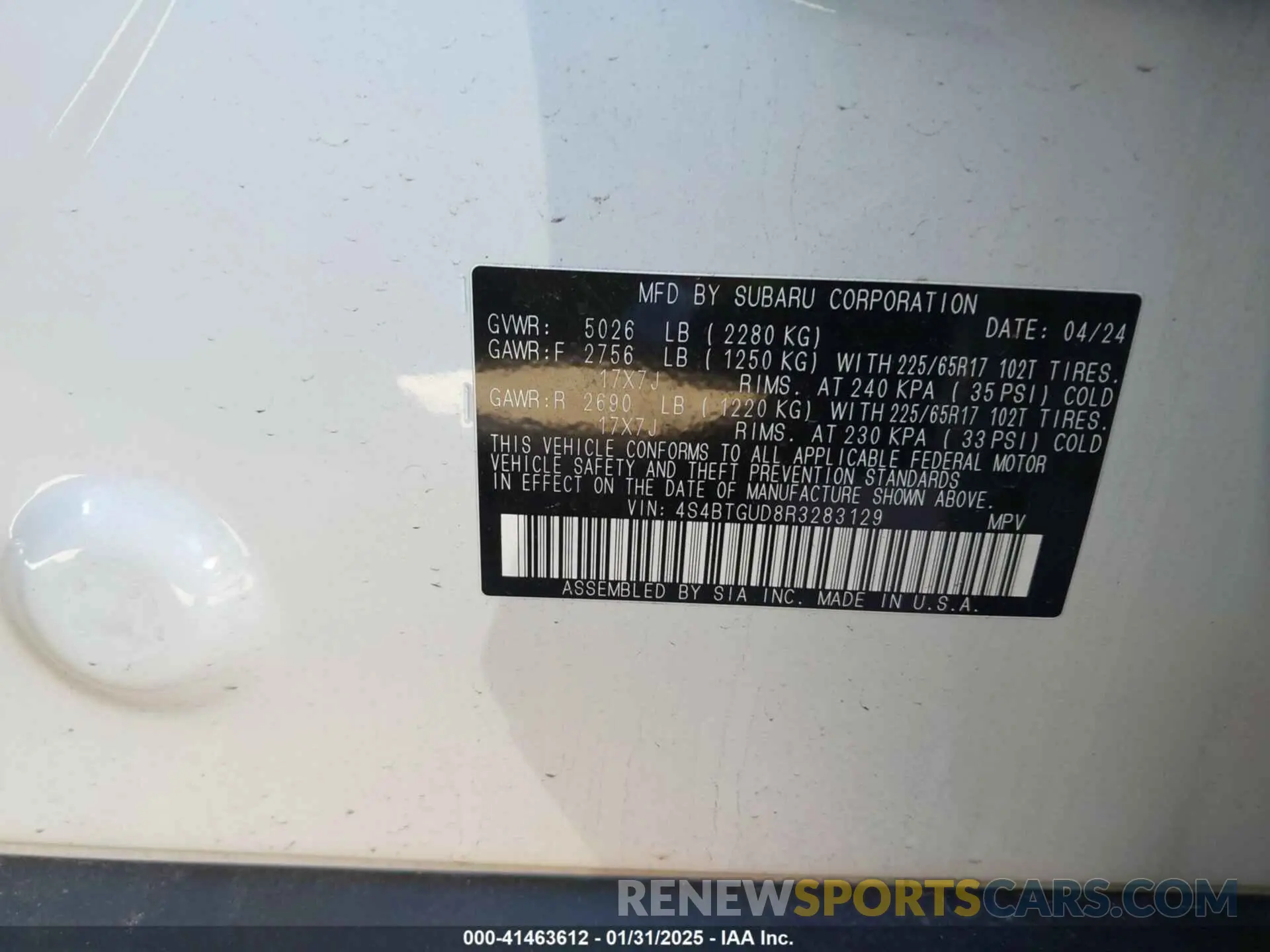 9 Photograph of a damaged car 4S4BTGUD8R3283129 SUBARU OUTBACK 2024