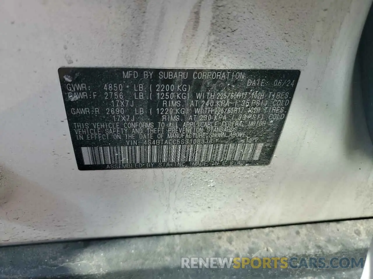 15 Photograph of a damaged car 4S4BTACC5S3108333 SUBARU OUTBACK 2025