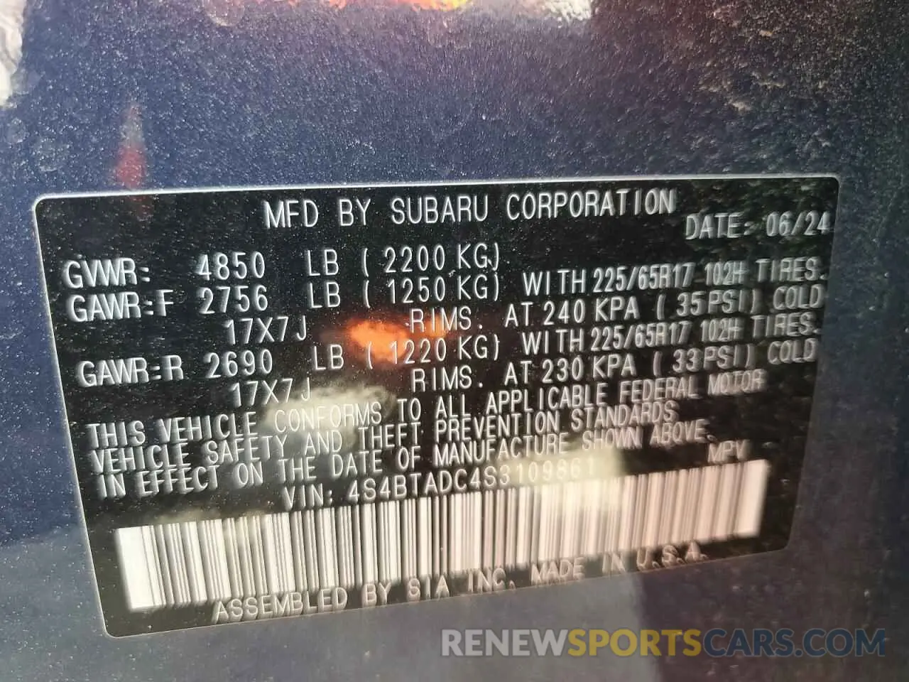 13 Photograph of a damaged car 4S4BTADC4S3109861 SUBARU OUTBACK 2025