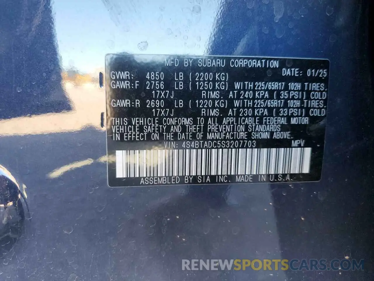 13 Photograph of a damaged car 4S4BTADC5S3207703 SUBARU OUTBACK 2025