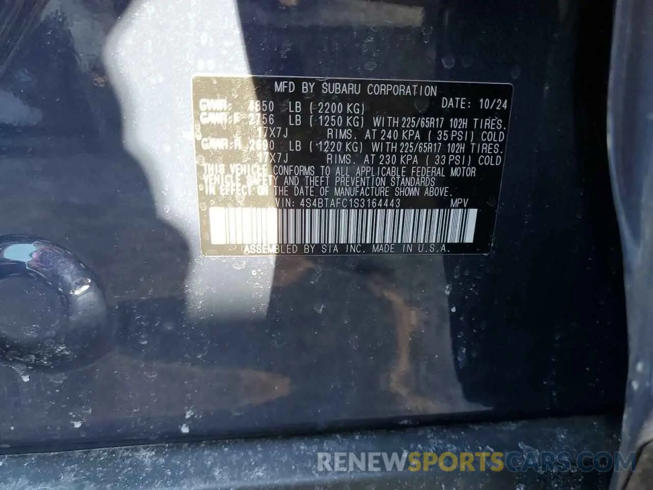 13 Photograph of a damaged car 4S4BTAFC1S3164443 SUBARU OUTBACK 2025