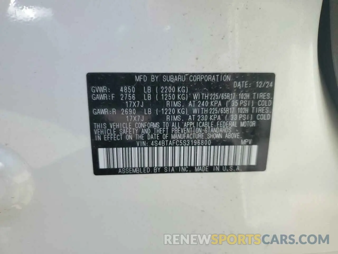 14 Photograph of a damaged car 4S4BTAFC5S3196800 SUBARU OUTBACK 2025