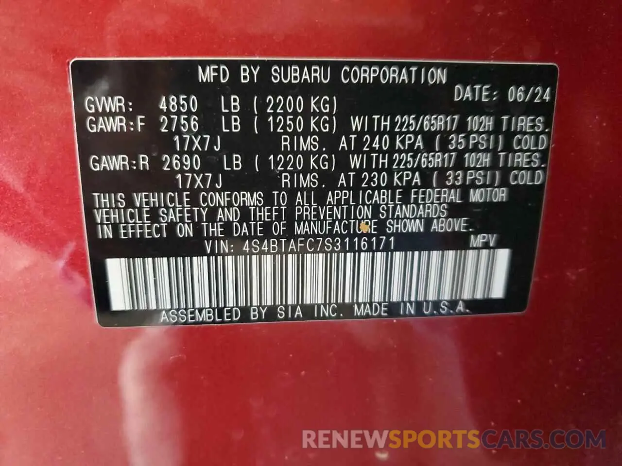 14 Photograph of a damaged car 4S4BTAFC7S3116171 SUBARU OUTBACK 2025