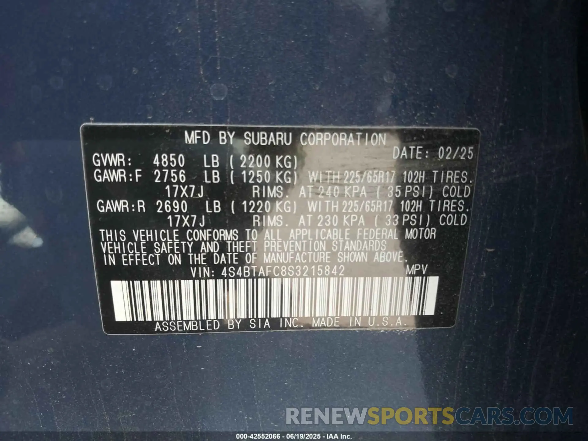 9 Photograph of a damaged car 4S4BTAFC8S3215842 SUBARU OUTBACK 2025