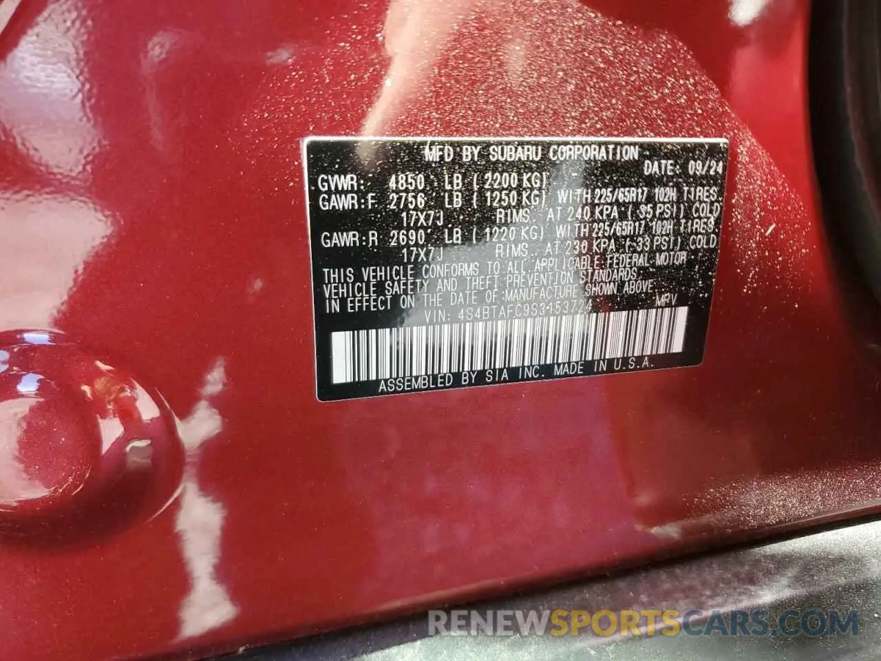 13 Photograph of a damaged car 4S4BTAFC9S3153724 SUBARU OUTBACK 2025