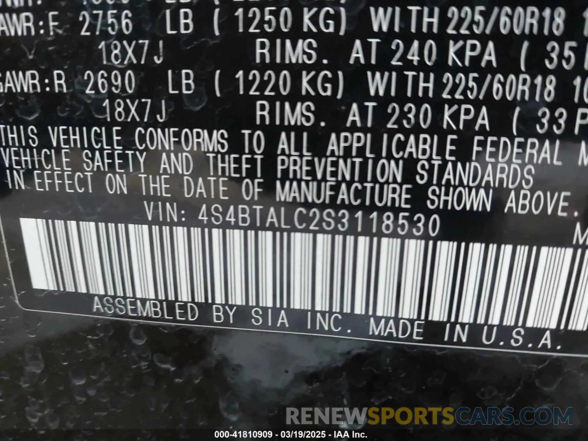 9 Photograph of a damaged car 4S4BTALC2S3118530 SUBARU OUTBACK 2025