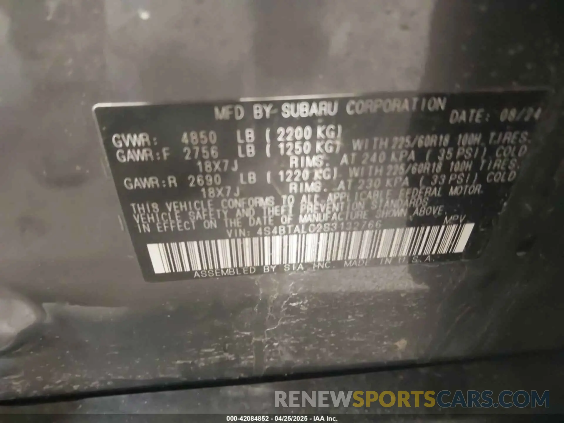 9 Photograph of a damaged car 4S4BTALC2S3132766 SUBARU OUTBACK 2025