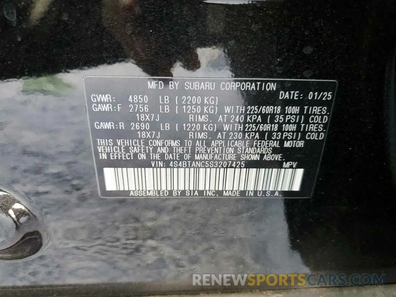15 Photograph of a damaged car 4S4BTANC5S3207425 SUBARU OUTBACK 2025