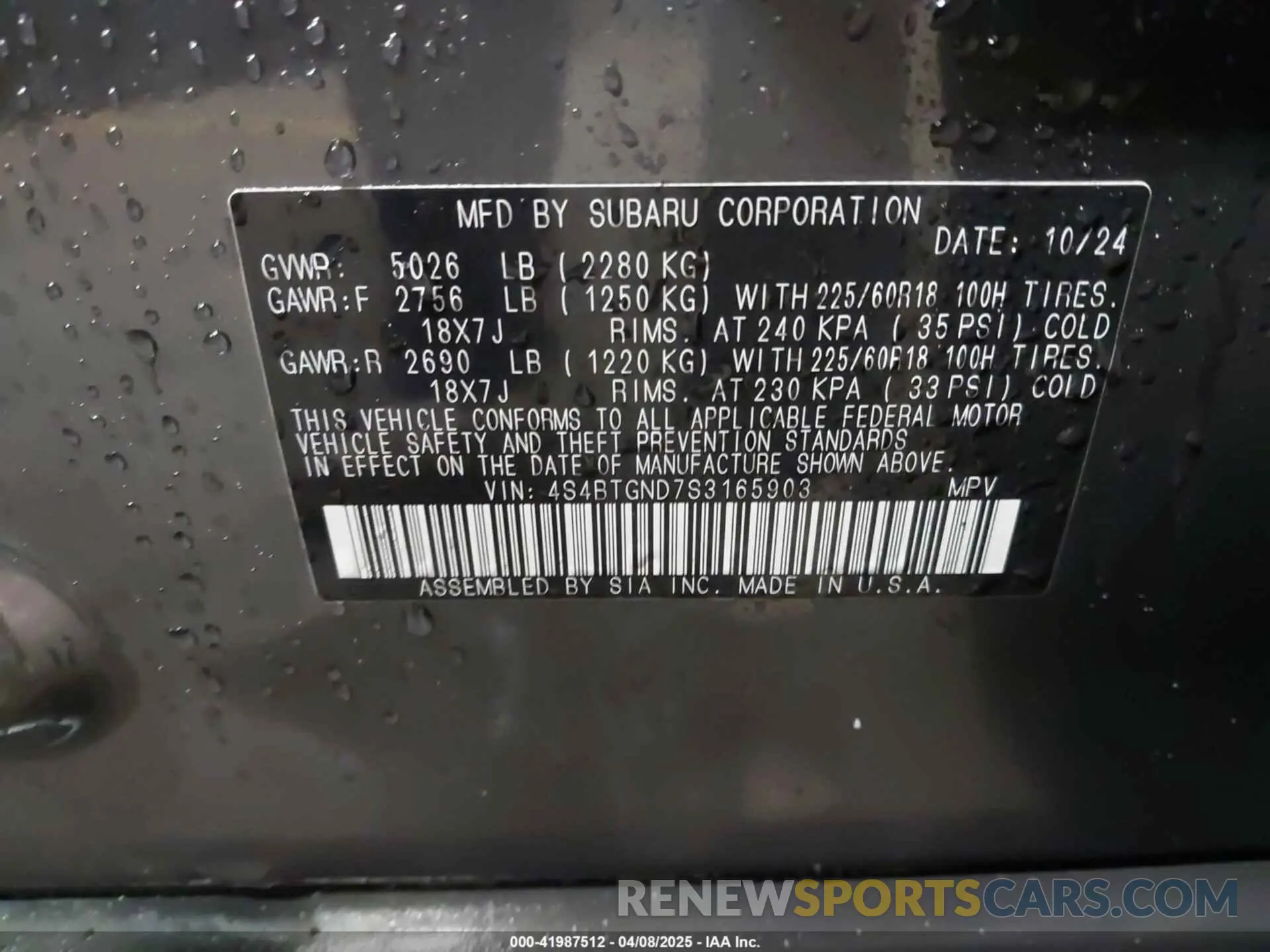 9 Photograph of a damaged car 4S4BTGND7S3165903 SUBARU OUTBACK 2025
