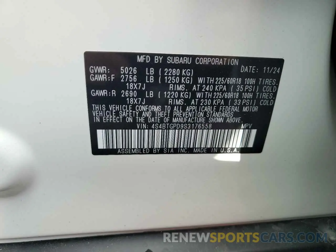 13 Photograph of a damaged car 4S4BTGPD9S3176558 SUBARU OUTBACK 2025