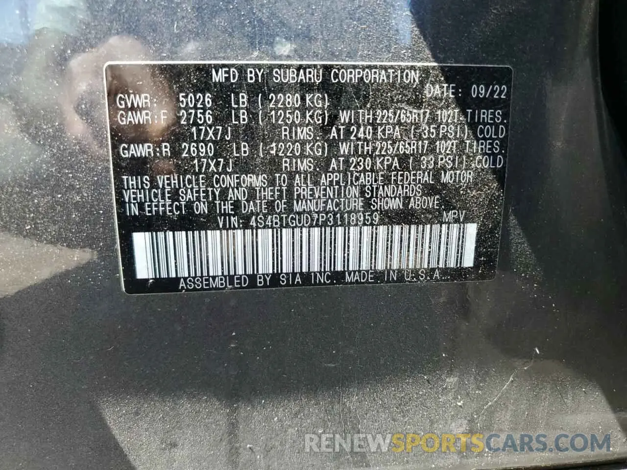 14 Photograph of a damaged car 4S4BTGUD7P3118959 SUBARU OUTBACK WI 2023
