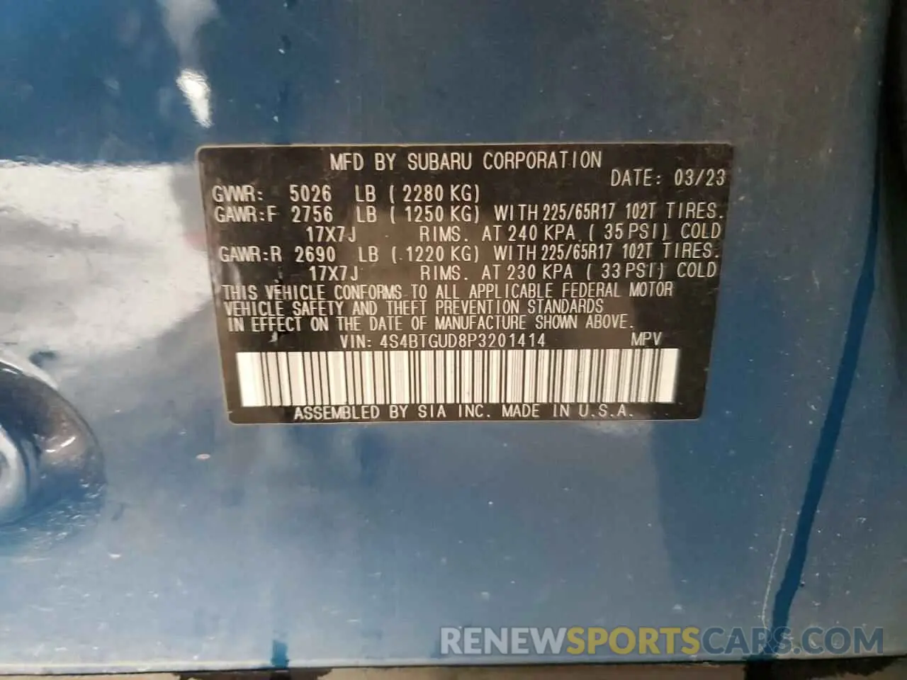 14 Photograph of a damaged car 4S4BTGUD8P3201414 SUBARU OUTBACK WI 2023