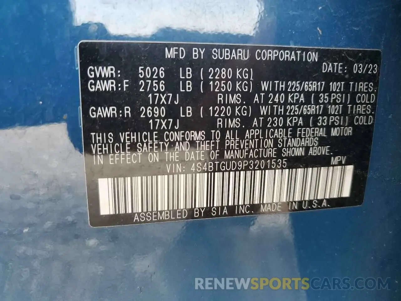 14 Photograph of a damaged car 4S4BTGUD9P3201535 SUBARU OUTBACK WI 2023