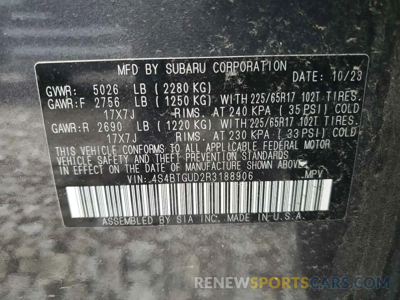 13 Photograph of a damaged car 4S4BTGUD2R3188906 SUBARU OUTBACK WI 2024
