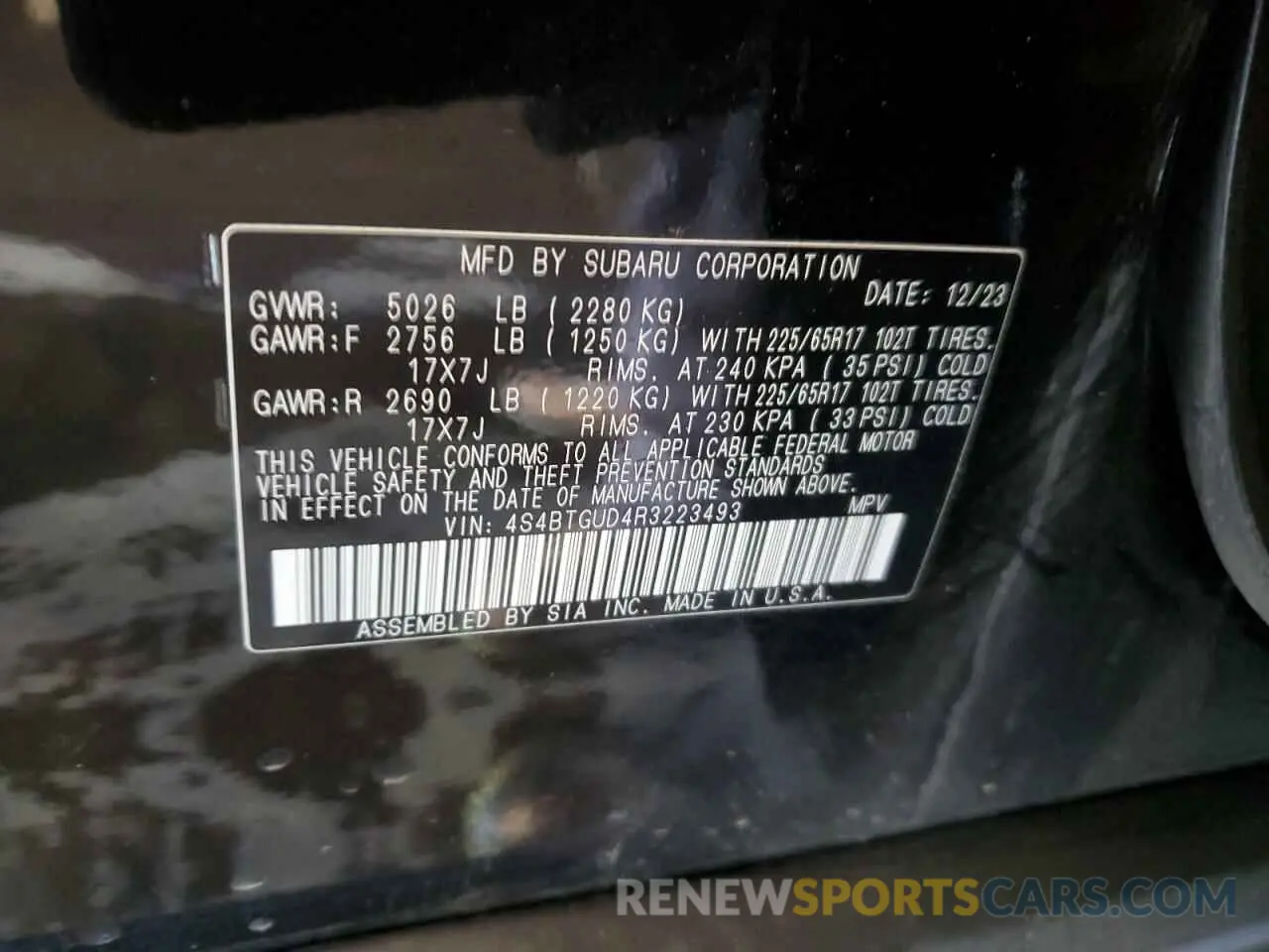 13 Photograph of a damaged car 4S4BTGUD4R3223493 SUBARU OUTBACK WI 2024