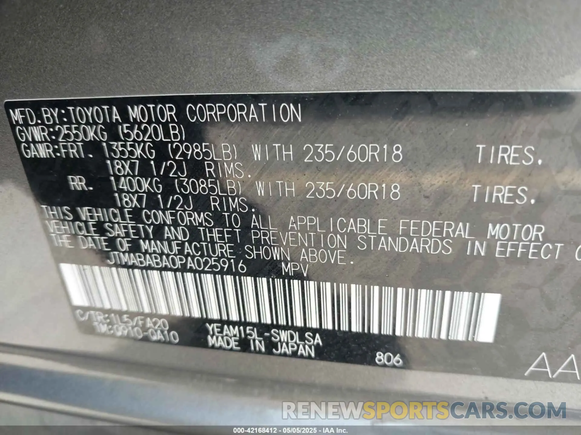 9 Photograph of a damaged car JTMABABA0PA025916 SUBARU SOLTERRA 2023