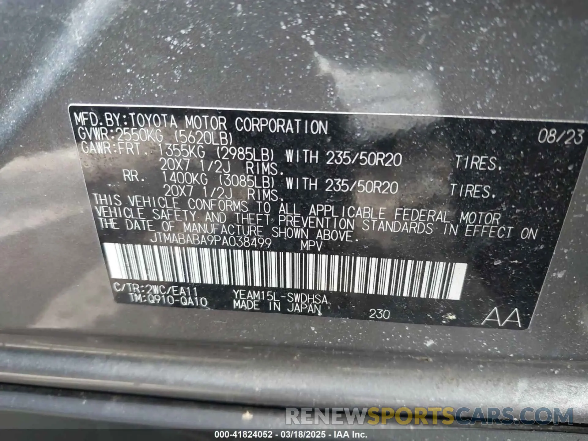 9 Photograph of a damaged car JTMABABA9PA038499 SUBARU SOLTERRA 2023