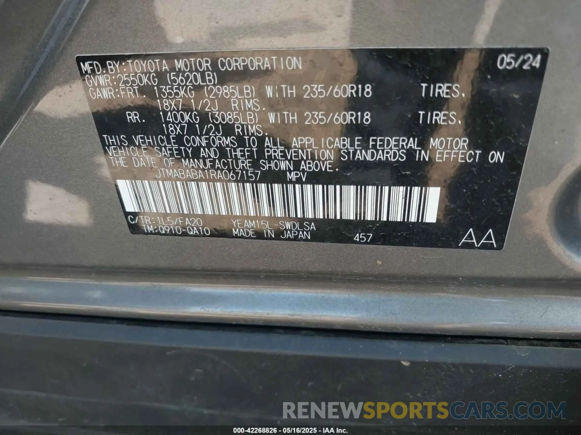 9 Photograph of a damaged car JTMABABA1RA067157 SUBARU SOLTERRA 2024