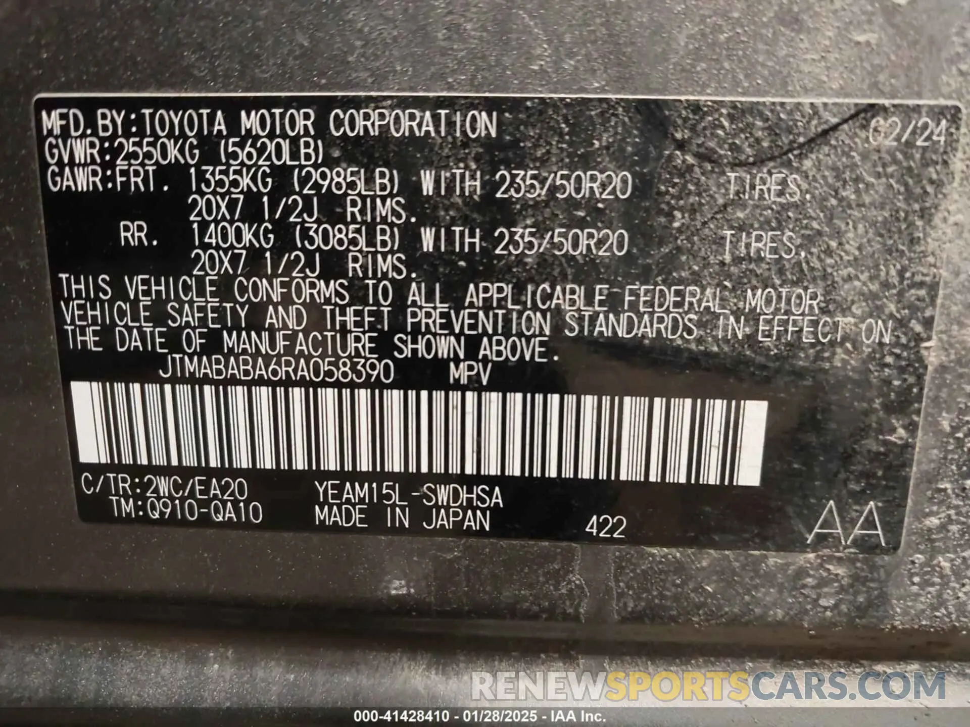 9 Photograph of a damaged car JTMABABA6RA058390 SUBARU SOLTERRA 2024
