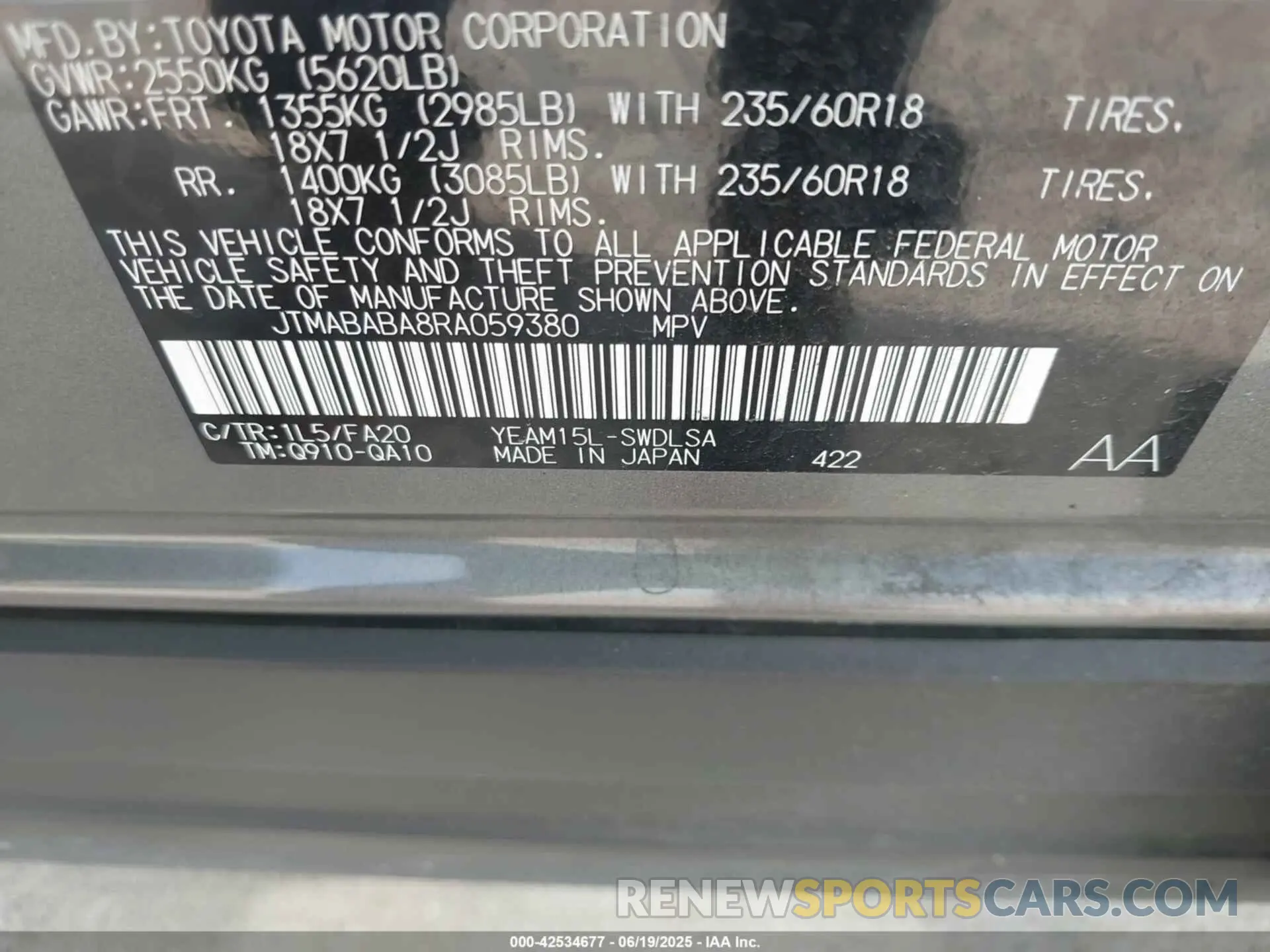 9 Photograph of a damaged car JTMABABA8RA059380 SUBARU SOLTERRA 2024