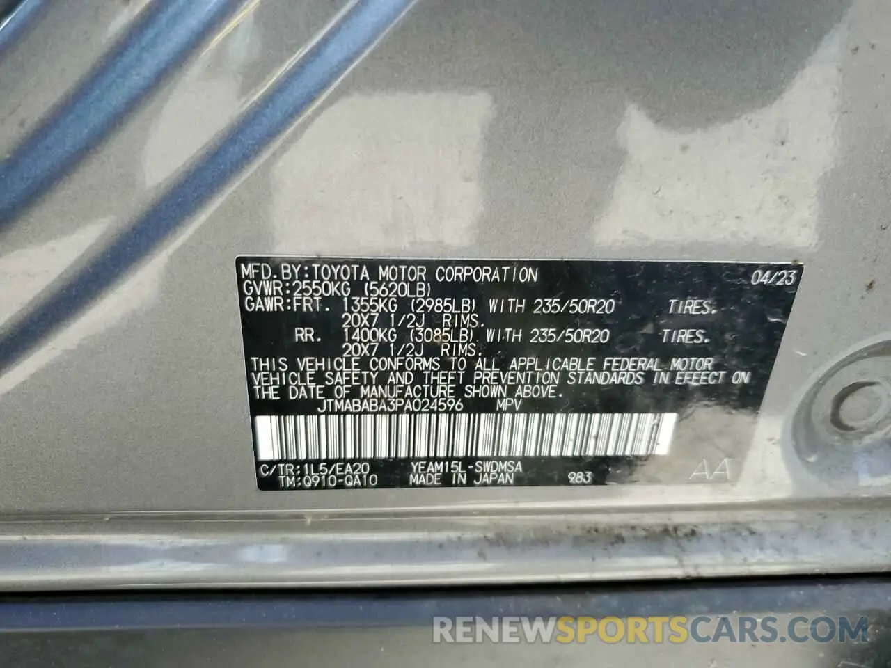 13 Photograph of a damaged car JTMABABA3PA024596 SUBARU SOLTERRA P 2023