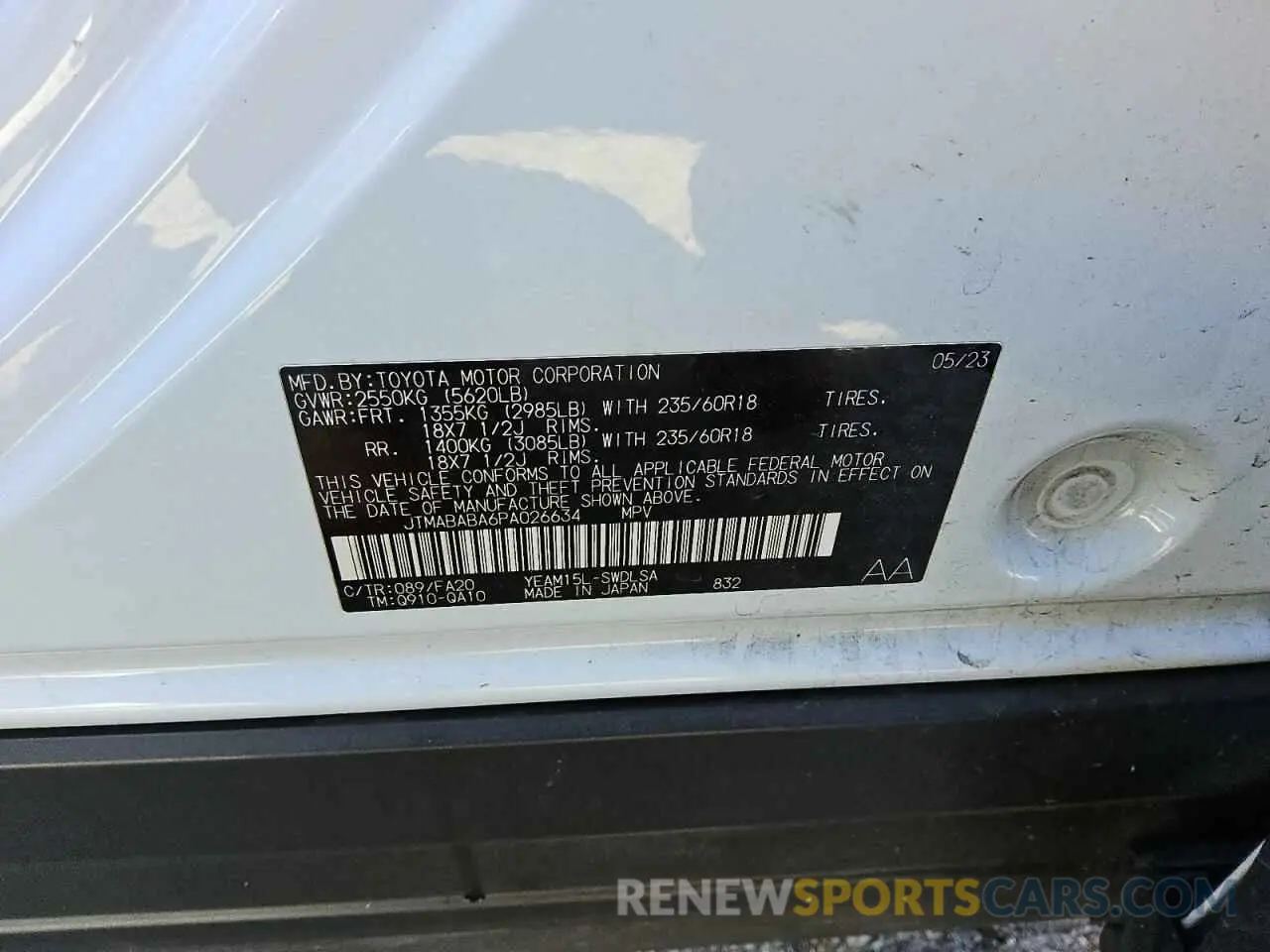13 Photograph of a damaged car JTMABABA6PA026634 SUBARU SOLTERRA P 2023