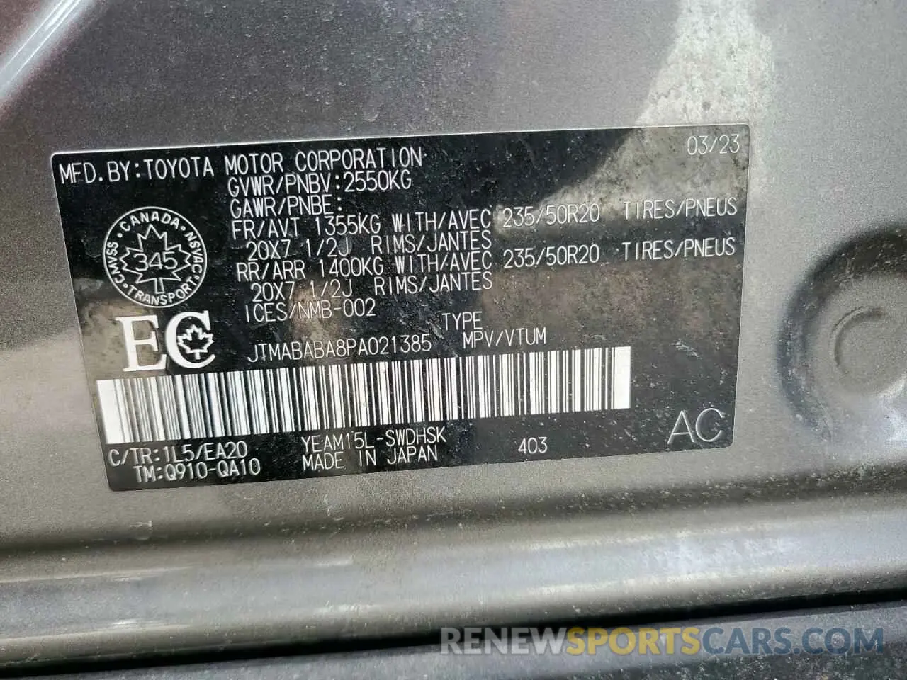 13 Photograph of a damaged car JTMABABA8PA021385 SUBARU SOLTERRA P 2023