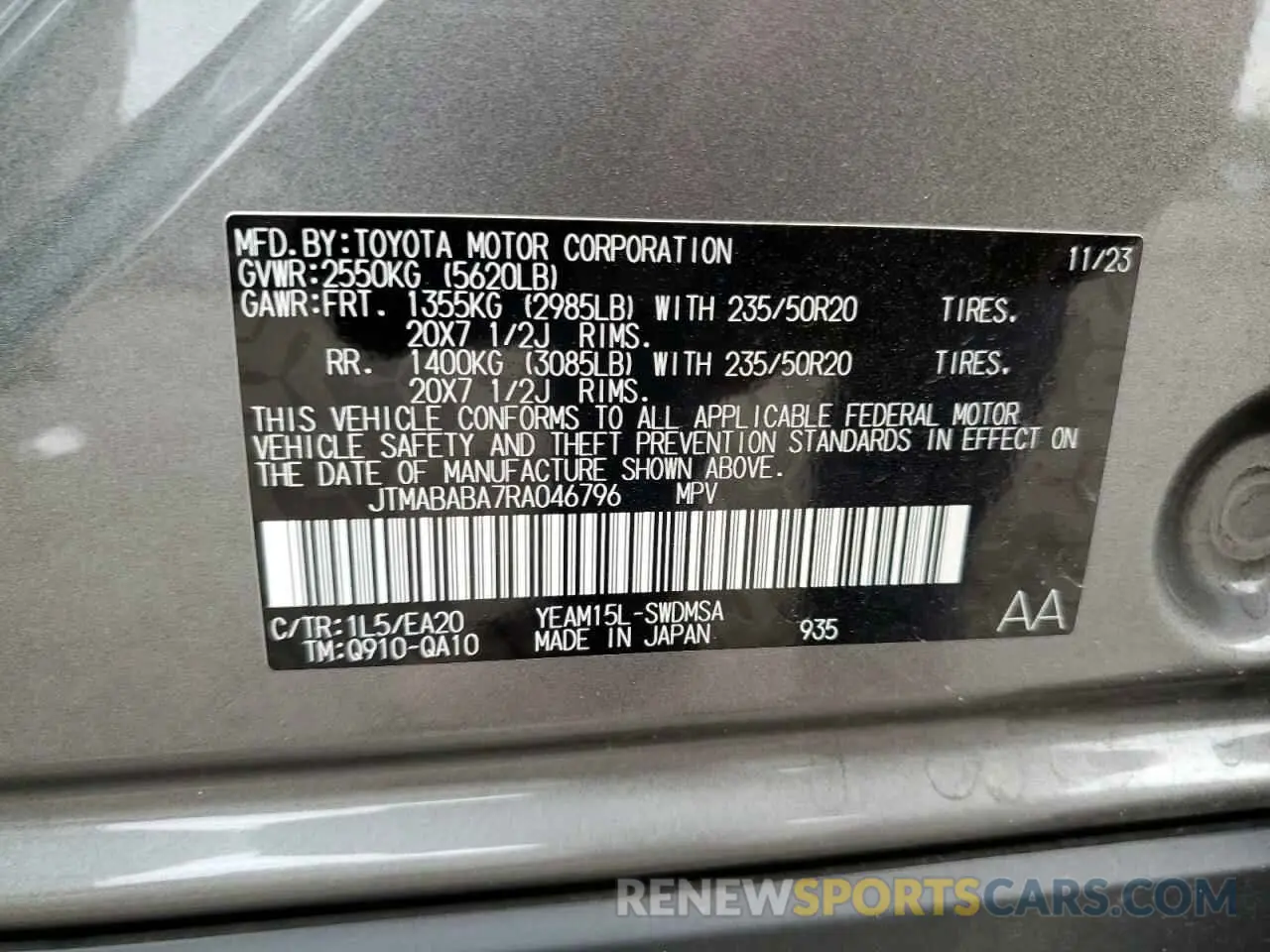 13 Photograph of a damaged car JTMABABA7RA046796 SUBARU SOLTERRA P 2024
