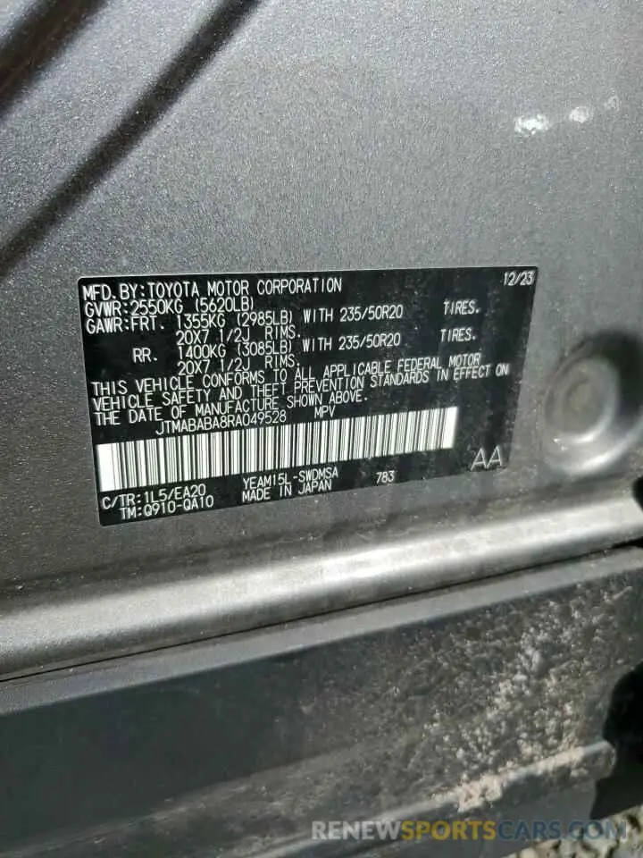14 Photograph of a damaged car JTMABABA8RA049528 SUBARU SOLTERRA P 2024