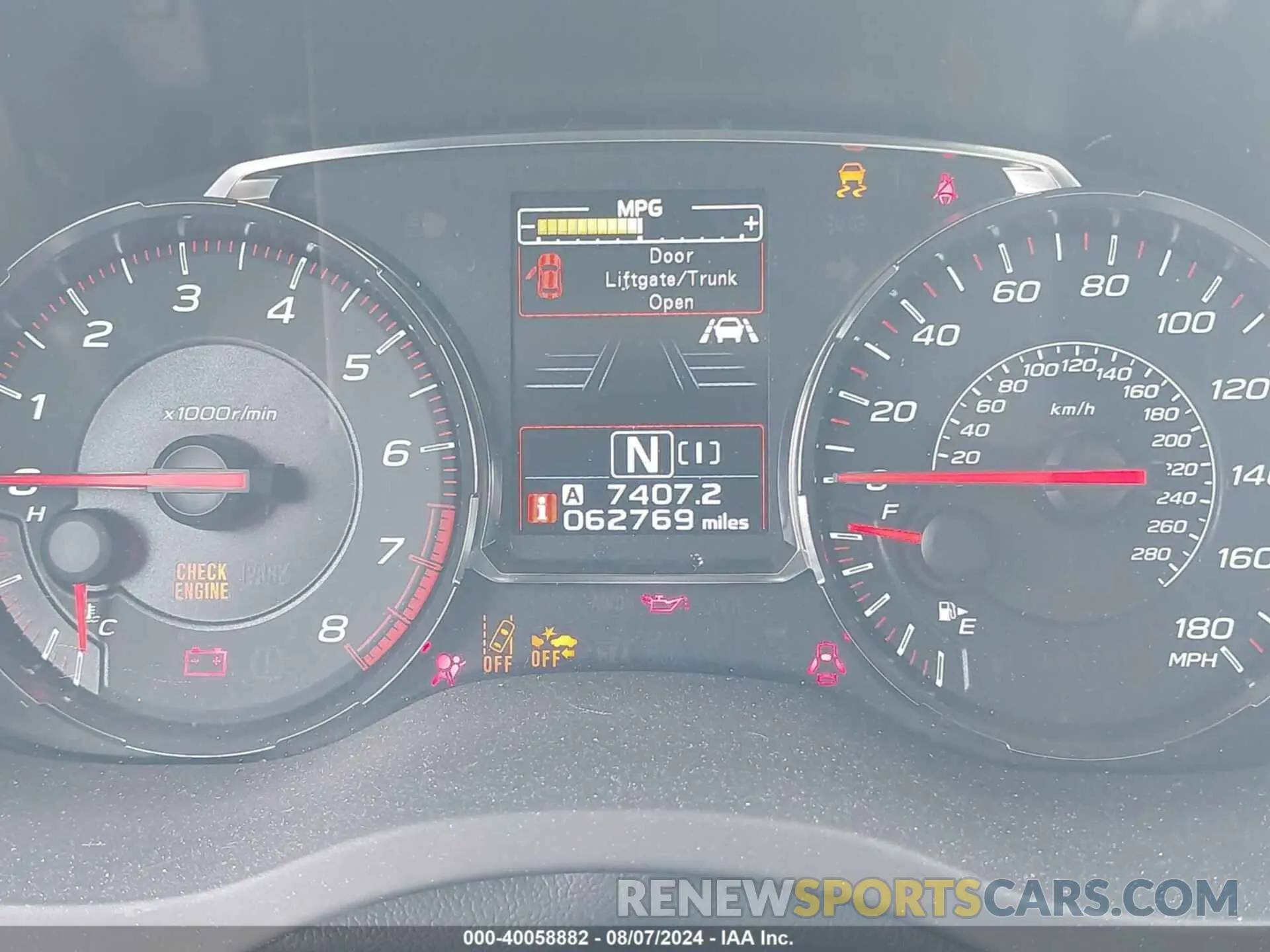 7 Photograph of a damaged car JF1VA1N66K8827839 SUBARU WRX 2019