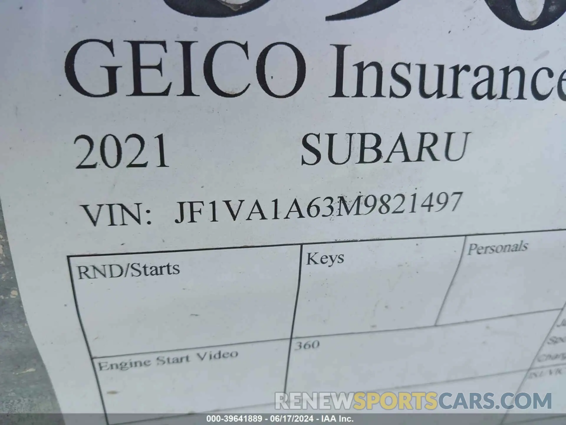 9 Photograph of a damaged car JF1VA1A63M9821497 SUBARU WRX 2021