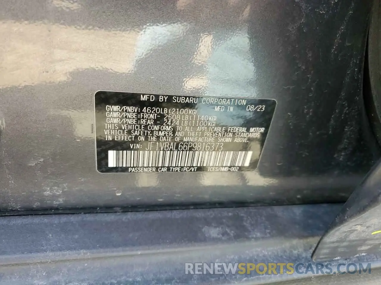 12 Photograph of a damaged car JF1VBAL66P9816373 SUBARU WRX 2023