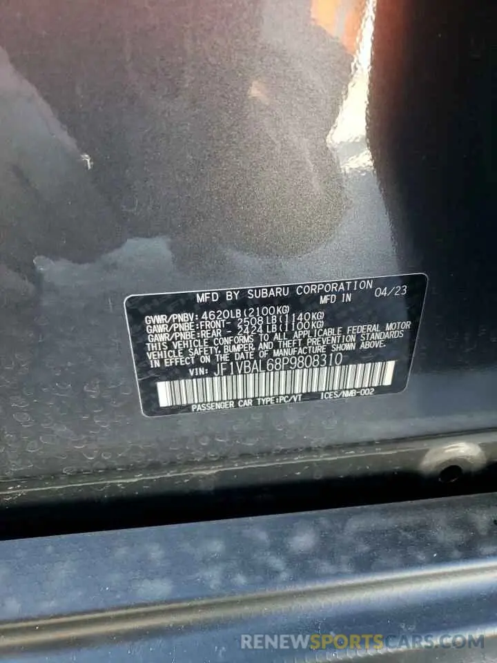 12 Photograph of a damaged car JF1VBAL68P9808310 SUBARU WRX 2023