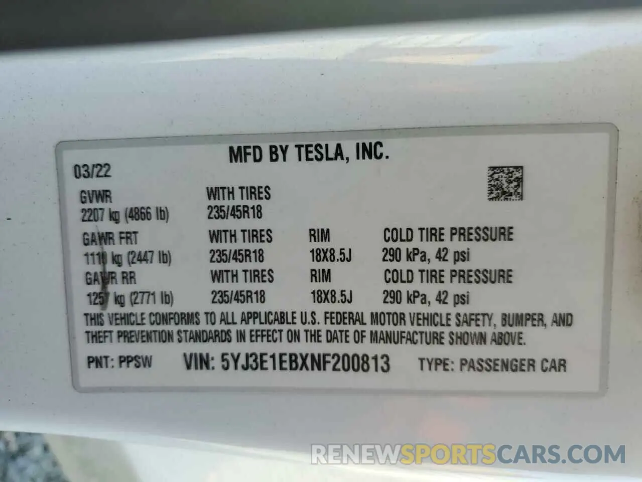 13 Photograph of a damaged car 5YJ3E1EBXNF200813 TESLA ALL OTHER 2022
