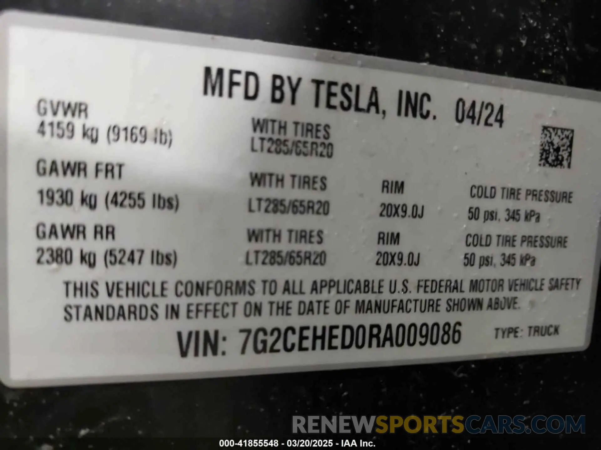 9 Photograph of a damaged car 7G2CEHED0RA009086 TESLA CYBERTRUCK 2024