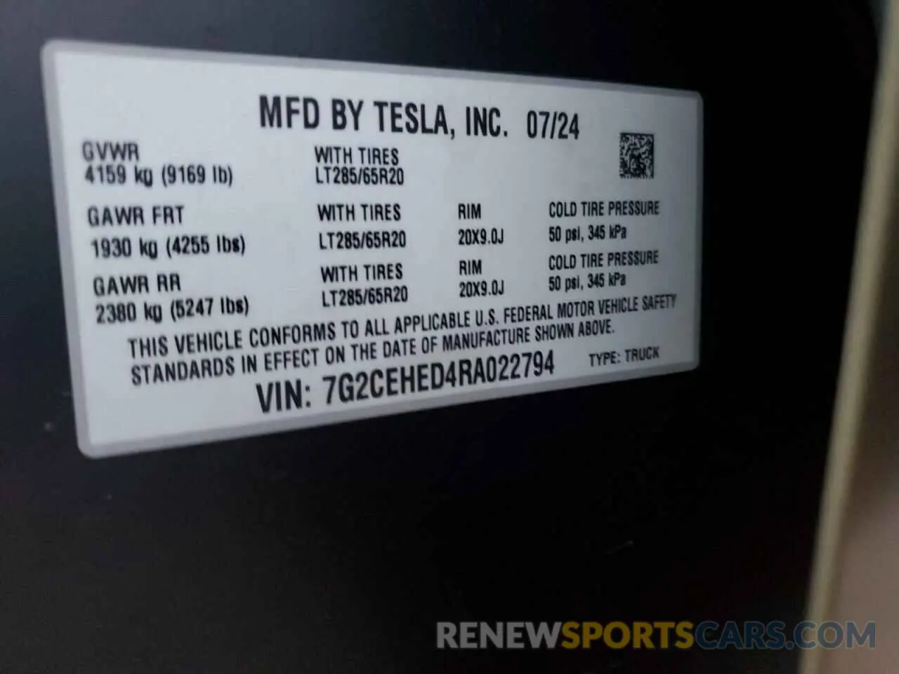 14 Photograph of a damaged car 7G2CEHED4RA022794 TESLA CYBERTRUCK 2024