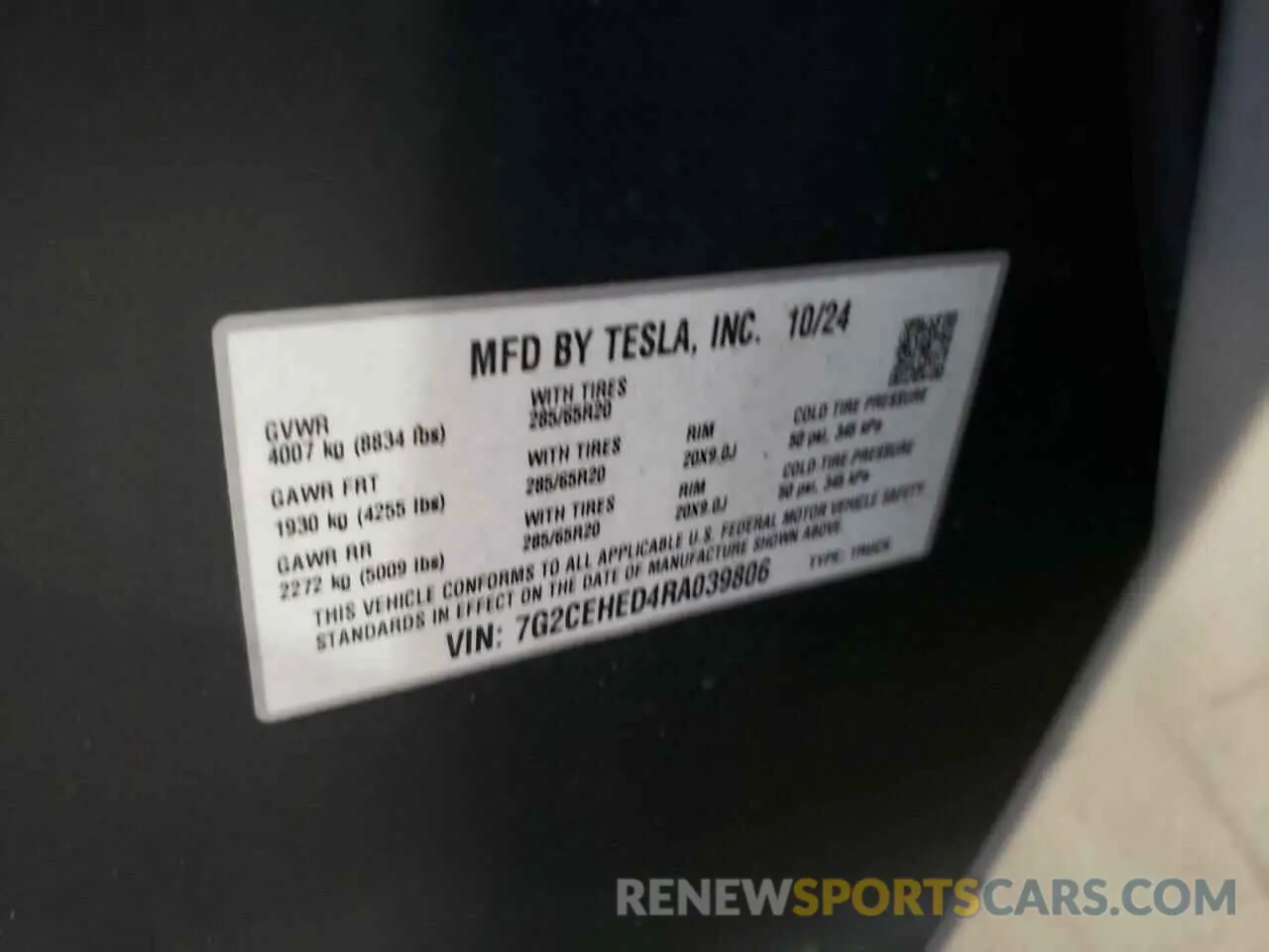13 Photograph of a damaged car 7G2CEHED4RA039806 TESLA CYBERTRUCK 2024