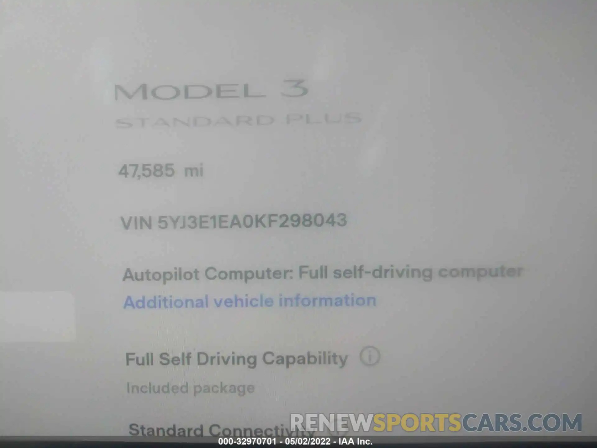 7 Photograph of a damaged car 5YJ3E1EA0KF298043 TESLA MODEL 3 2019