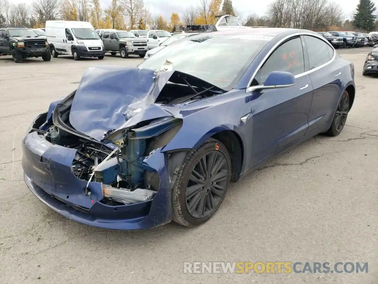 2 Photograph of a damaged car 5YJ3E1EA0KF299483 TESLA MODEL 3 2019