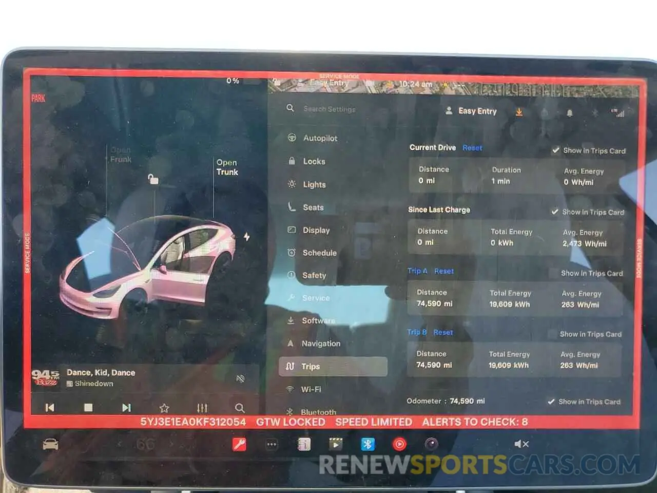9 Photograph of a damaged car 5YJ3E1EA0KF312054 TESLA MODEL 3 2019