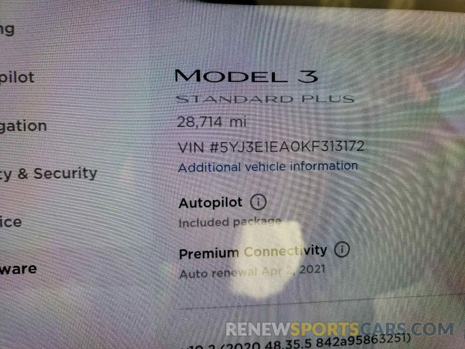 8 Photograph of a damaged car 5YJ3E1EA0KF313172 TESLA MODEL 3 2019