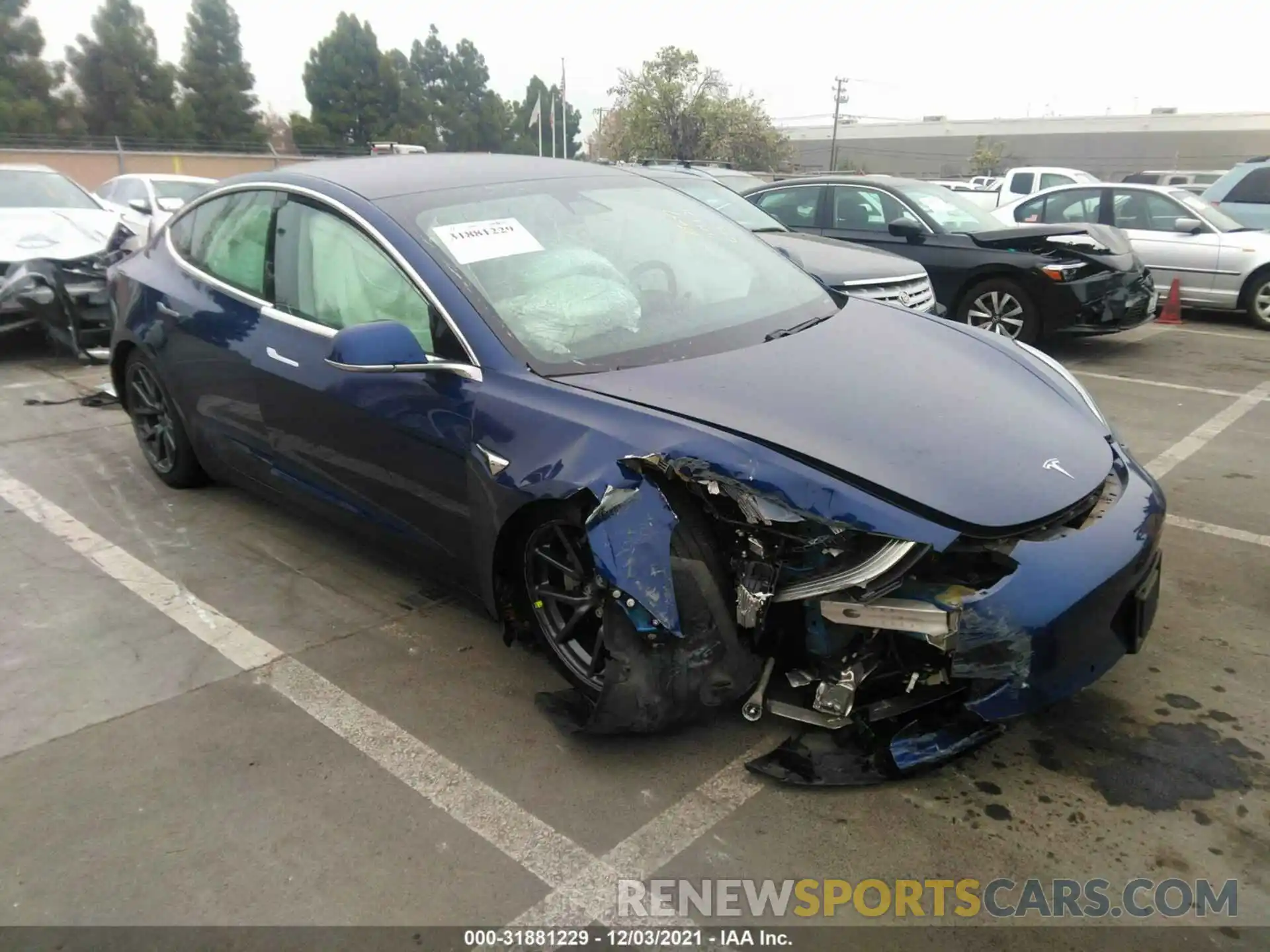 1 Photograph of a damaged car 5YJ3E1EA0KF323684 TESLA MODEL 3 2019