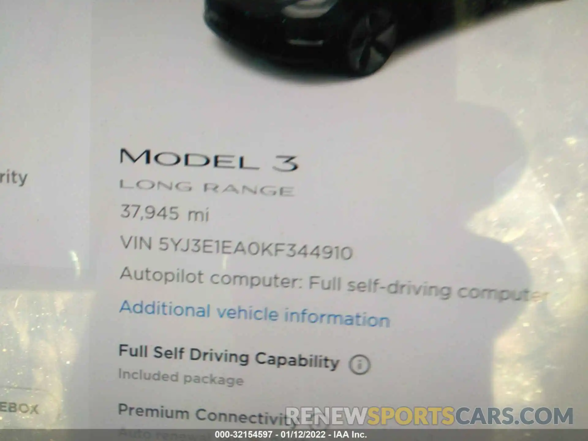 7 Photograph of a damaged car 5YJ3E1EA0KF344910 TESLA MODEL 3 2019