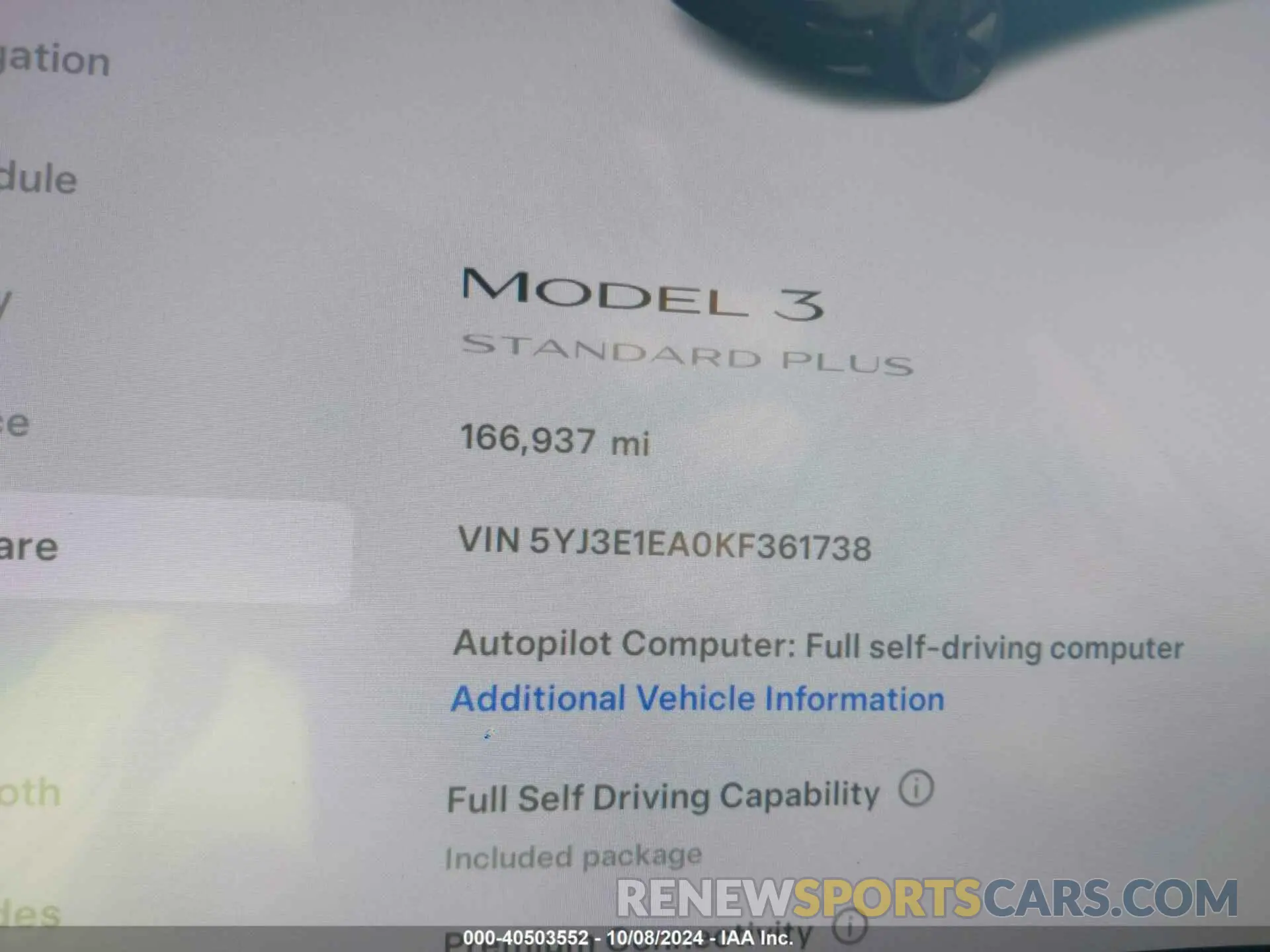 14 Photograph of a damaged car 5YJ3E1EA0KF361738 TESLA MODEL 3 2019