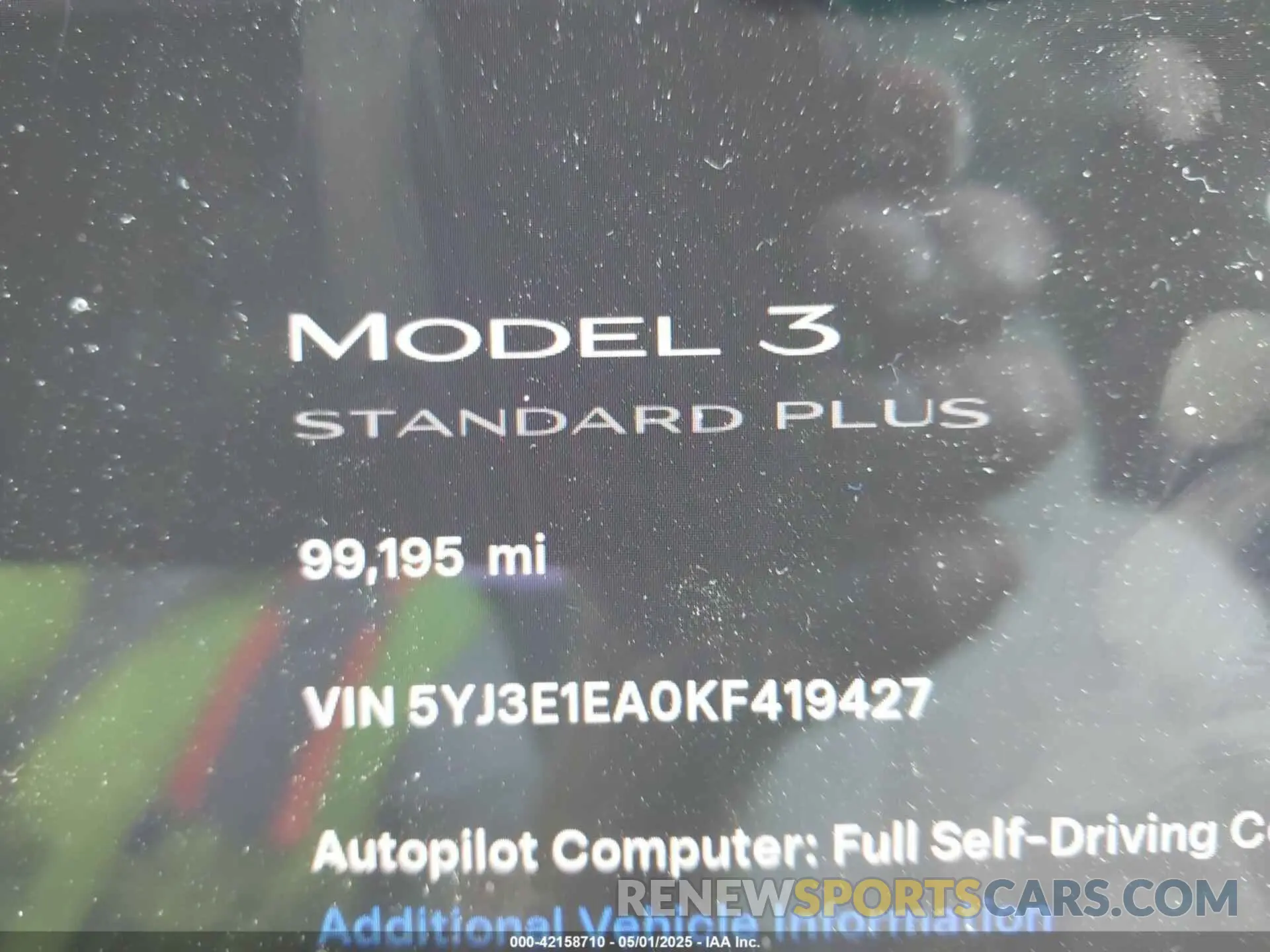 15 Photograph of a damaged car 5YJ3E1EA0KF419427 TESLA MODEL 3 2019